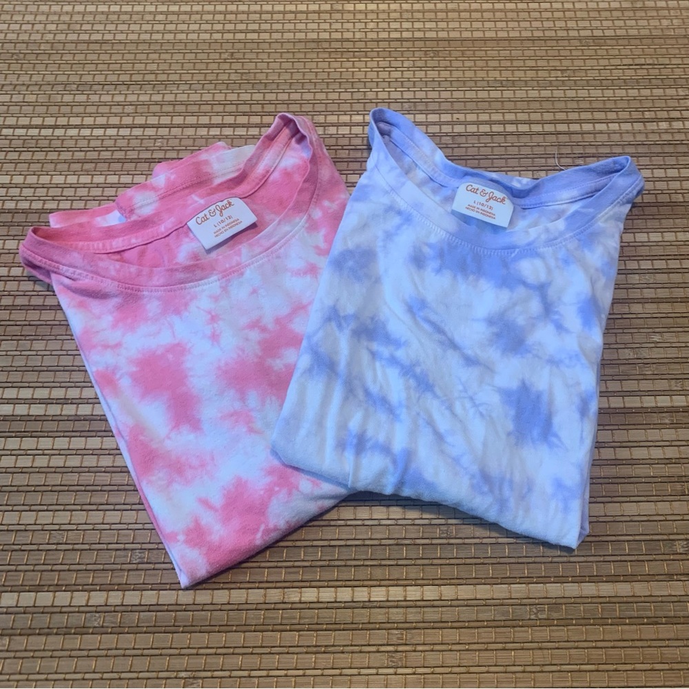 Cat and Jack bundle tie-dye short sleeve t shirt size L 10-12
